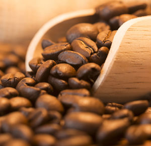 Close-up of roasted coffee beans