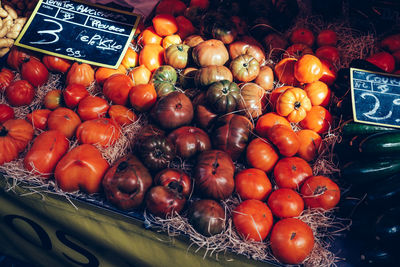 Close-up of tomatoes at market stall