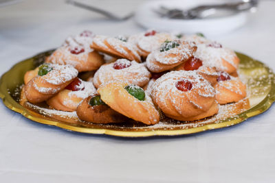 Close-up of dessert in plate on table