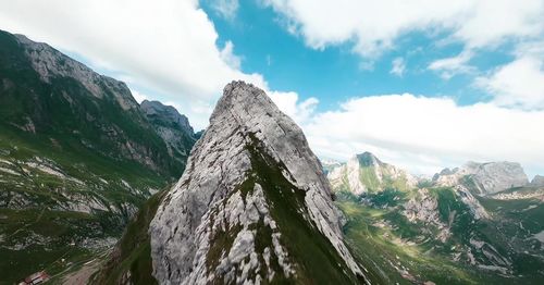 Panoramic view of rocky mountains against sky