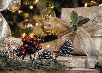 Christmas decorations on table