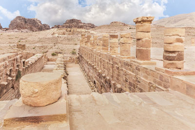 Low angle view of old ruins against sky