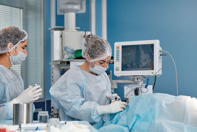 Female doctor working in laboratory