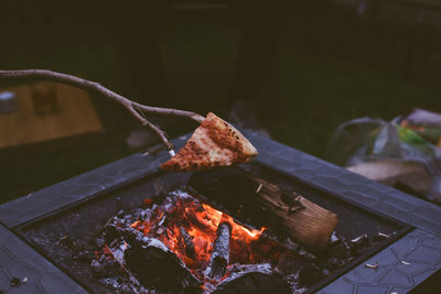 Close-up of food on barbecue grill