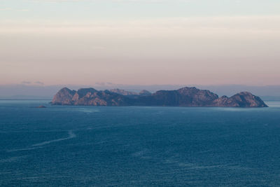 Panoramic view of the cies islands located in the province of pontevedra in spain