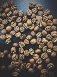 High angle view of coffee beans on table