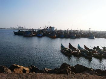 Boats in harbor