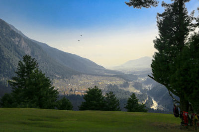 Scenic view of mountains against sky