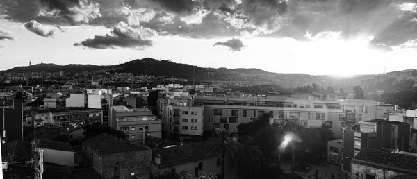 High angle shot of townscape against sky