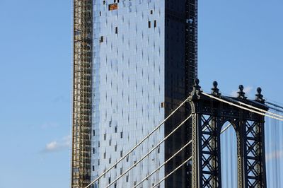 Low angle view of modern building against clear sky