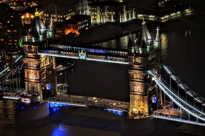 Bridge over river at night