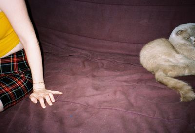 Low section of woman relaxing on floor