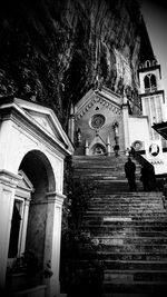 Low angle view of steps outside santuario madonna della corona