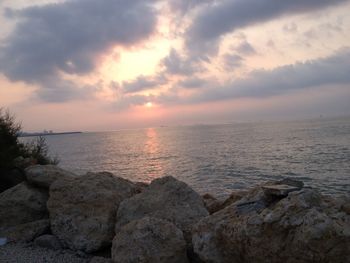 Scenic view of sea against sky during sunset