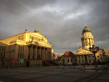Exterior of church against cloudy sky