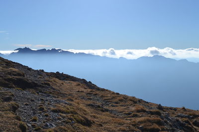 Scenic view of mountains against sky