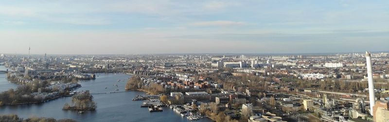 High angle view of townscape against sky