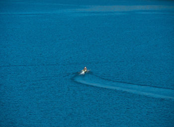 High angle view of boat in sea