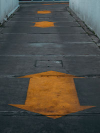 Yellow umbrella on ground