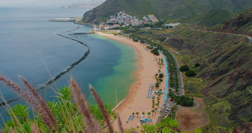 White sand teresitas beach artificial tourist place. tenerife canary islands.