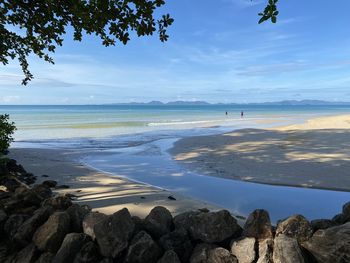 Scenic view of beach against sky