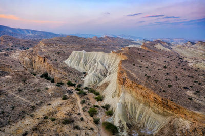 Aerial view of landscape against cloudy sky