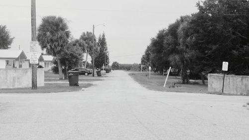 Empty road along trees