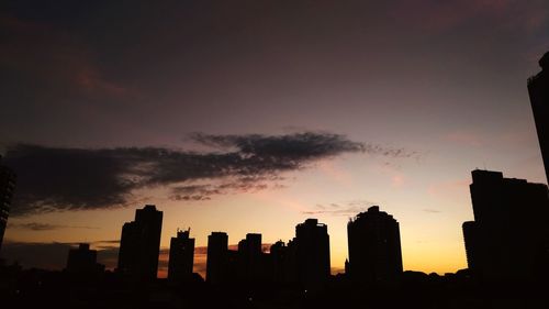 Silhouette buildings against sky during sunset