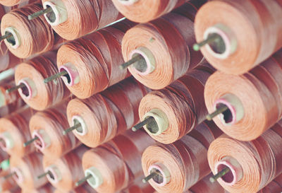 Full frame shot of thread spools