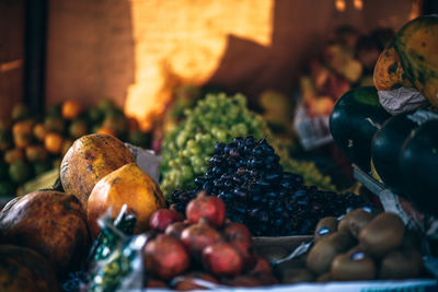 Close-up of grapes in market