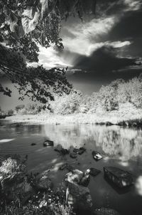 View of lake against cloudy sky