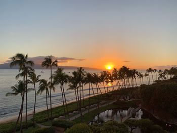 Scenic view of sea against sky during sunset