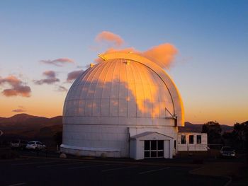 View of built structure at sunset