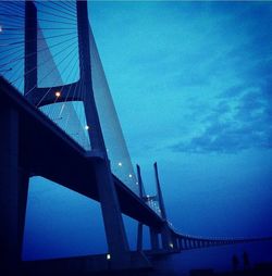 Low angle view of suspension bridge