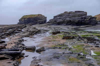 Scenic view of rock formations against sky