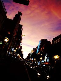 Low angle view of buildings at night