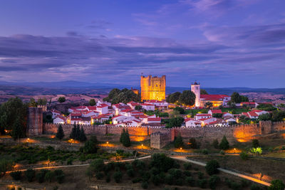 Panoramic view astonishing sunset in the medieval citadel of braganca tras os montes portugal