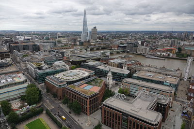 High angle view of buildings in city of london