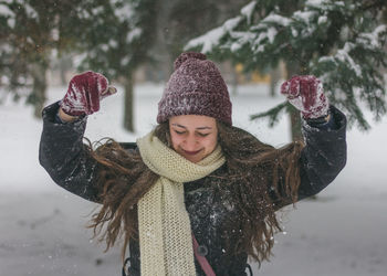 Young woman in snow