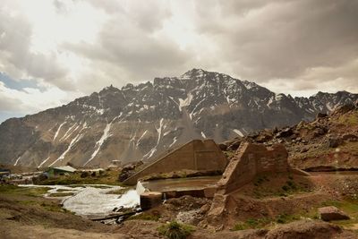 Scenic view of mountains against sky