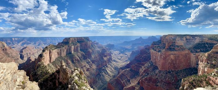 Panoramic view of landscape against cloudy sky