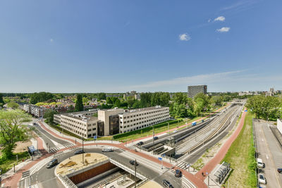 High angle view of cityscape against sky