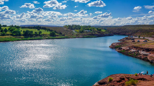 Scenic view of lake against sky