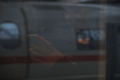Full frame shot of wet glass window