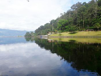 Scenic view of lake against sky