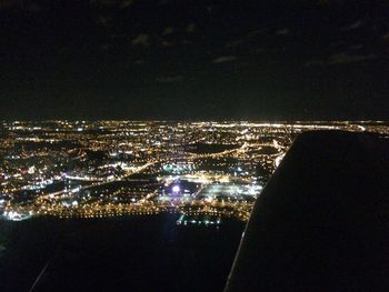 Aerial view of city at night