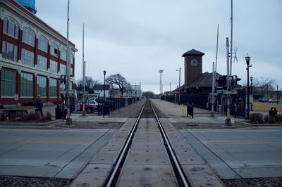 Railroad station against sky