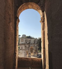 View of old ruin building against clear sky