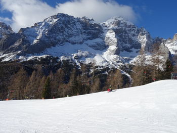 Scenic view of snowcapped mountain against sky