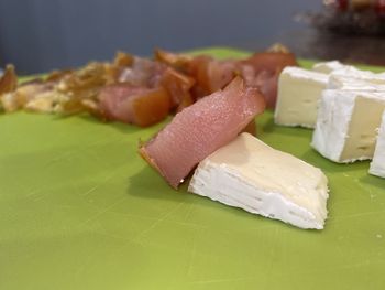 Close-up of ice cream in plate on table